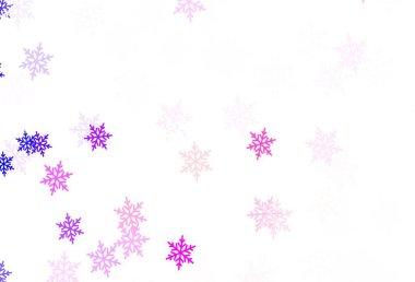 Açık mavi, kırmızı vektör arka planı güzel kar taneleri, yıldızlar. Değişken kar taneleri olan renkli kar taneleri. Yeni Yıl broşürleri için temel bölüm.