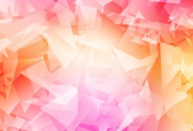Açık pembe, sarı vektör çokgen arkaplan. Üçgenli parlak renkli çizimler. Bir markanın arkaplanı için desen.