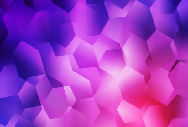 Luz Púrpura Fondo Vectorial Rosa Con Conjunto Hexágonos Hexagones Coloridos — Vector de stock