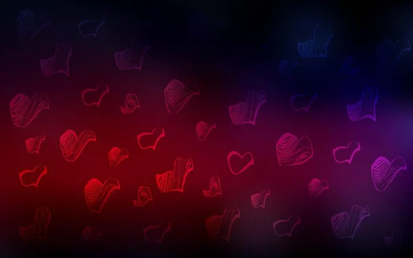 Dunkelrosa Rotes Vektorlayout Mit Süßen Herzen Dekorative Leuchtende Illustration Mit — Stockvektor