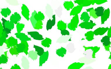 Memphis şekilli açık yeşil vektör arkaplanı. Modern tarzda değişen renkli kaotik formlar. Bir cep telefonu için arka plan.