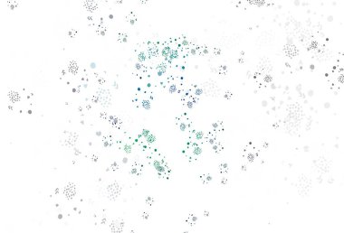 Açık mavi, Memphis şekilli yeşil vektör arkaplan. Rastgele şekillerle soyut tarzda dekoratif tasarım. Kartvizitiniz için modern tasarım.