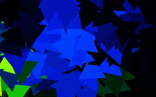 Темно Синий Зеленый Векторный Задний Ход Линиями Треугольниками Красивая Иллюстрация — стоковый вектор