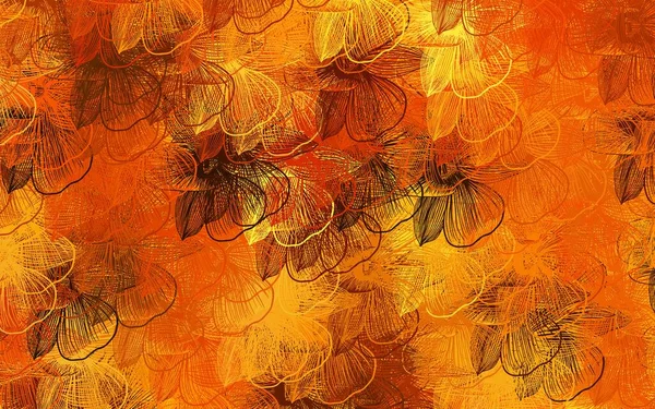 Dark Orange Vector Elegant Background Flowers Illustration Colorful Abstract Doodle — Vetor de Stock