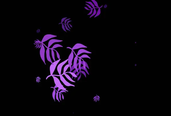 Dark Purple Vector Doodle Background Leaves Decorative Illustration Doodles Abstract — ストックベクタ