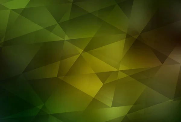 Темно Зелений Жовтий Вектор Абстрактний Мозаїчний Візерунок Яскрава Ілюстрація Трикутниками — стоковий вектор