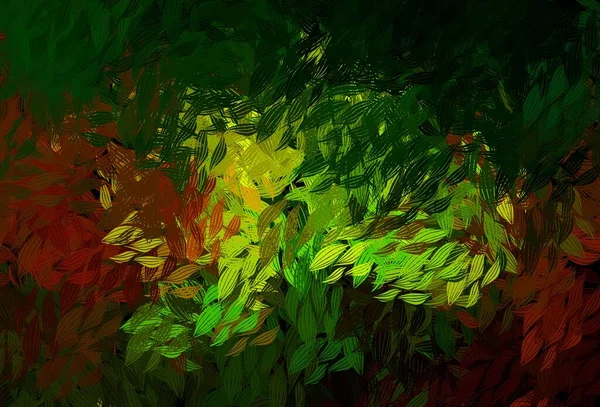 Темно Зеленая Желтая Векторная Раскладка Листьями Красочная Абстрактная Иллюстрация Листьями — стоковый вектор