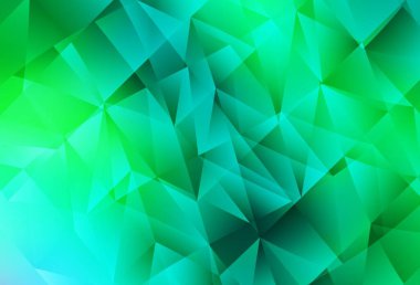 Açık yeşil vektör arkaplanı, çizgiler, üçgenler. Renkli üçgenli modern soyut illüstrasyon. İşiniz için en iyi akıllı tasarım.