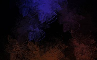 Koyu pembe, çiçekli sarı vektör arkaplan. Beyaz arka planda eskiz karalama çiçekleri. Duvar kağıdı tasarımınız için yeni bir doku.