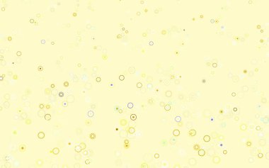 Açık yeşil, daireli sarı vektör şablonu. Soyut arka planda bulanık kabarcıklar ve renkli gradyan. Duvar kağıtlarının dokusu için desen.