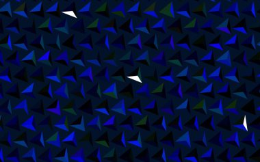 Üçgenli koyu renkli vektör arkaplanı. Üçgen şekilli ışıltılı soyut çizimler. Broşürler, broşürler için desen