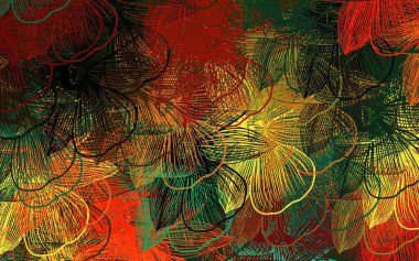 Koyu renkli vektör, çiçekli soyut arkaplan. Beyaz arka planda gradyanı olan çiçekler. Web siteniz için Doodle tasarımı.