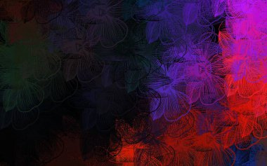 Koyu renkli vektör karalama çizimi. Çiçeklerle. Çiçeklerle karalama tarzında renkli çizimler. Çocuk kitapları için renkli desen.