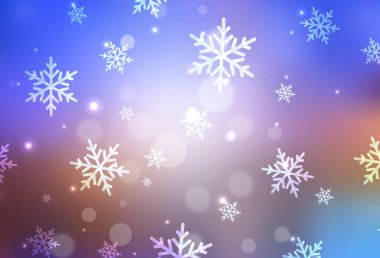 Açık mavi, Noel tarzında sarı vektör deseni. Noel sembolleri ve tabelaları ile renkli çizimler. Harfler ve tipografi için şablon.