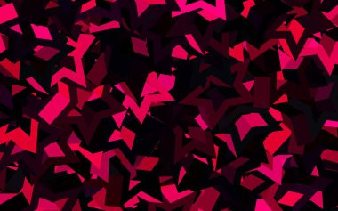 Çizgileri ve üçgenleri olan koyu pembe vektör arkaplanı. Soyut arkaplanda renkli eğimli üçgenler. Duvar kağıtları için zarif tasarım.