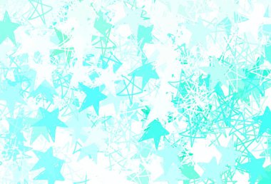 Güzel yıldızlı açık yeşil vektör dokusu. Soyut şablondaki yıldızlarla dekoratif parlak illüstrasyon. Reklamınız, posteriniz, afişiniz için en iyi tasarım.