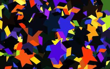 Küçük ve büyük yıldızlı koyu renkli vektör arkaplanı. Yıldızlı modern geometrik soyut çizim. İş ilanınız için akıllı tasarım.