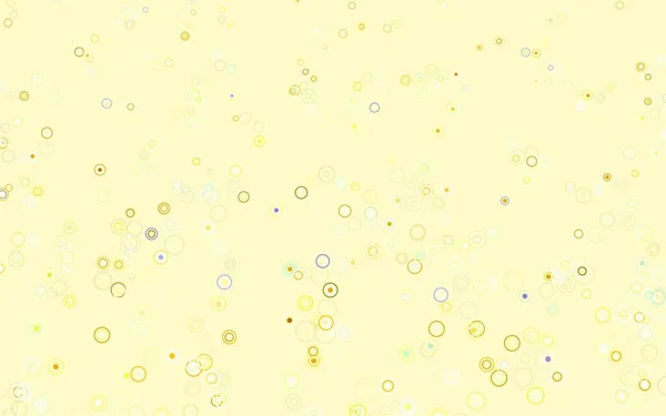 Hellgrüne Gelbe Vektorschablone Mit Kreisen Unscharfe Blasen Auf Abstraktem Hintergrund — Stockvektor