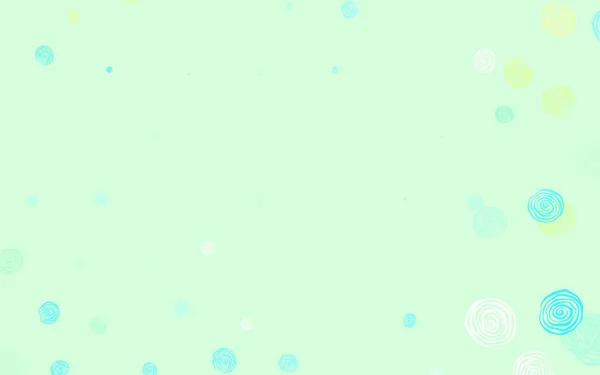 Ανοιχτό Μπλε Πράσινο Διάνυσμα Doodle Φόντο Τριαντάφυλλα Πολύχρωμη Απεικόνιση Στυλ — Διανυσματικό Αρχείο