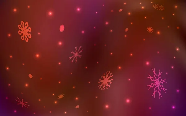 Diseño Vectorial Rojo Oscuro Con Copos Nieve Brillantes Nieve Sobre — Vector de stock