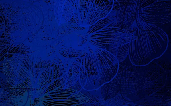 Întuneric Blue Vector Doodle Fundal Flori Flori Stil Natural Fundal — Vector de stoc