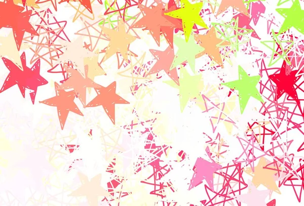 Světle Růžová Žlutý Vektorový Vzor Vánočními Hvězdami Třpytivé Abstraktní Ilustrace — Stockový vektor