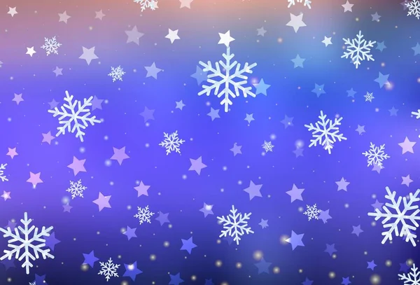 Light Purple Vector Template Ice Snowflakes Stars Colorful Decorative Design — 图库矢量图片