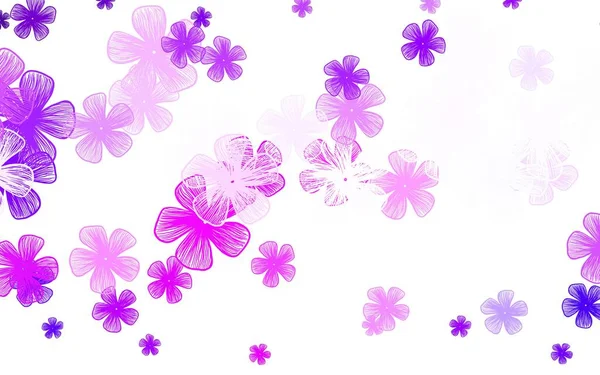 Light Purple Pink Vector Doodle Background Квітами Doodle Ілюстрація Квітів — стоковий вектор