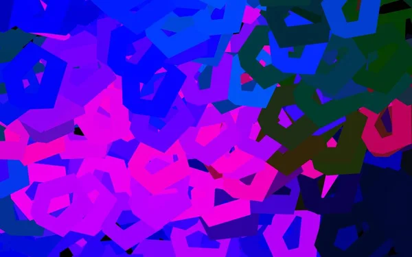 Темно Рожевий Синій Векторний Фон Гексагонами Блискуча Абстрактна Ілюстрація Шестикутному — стоковий вектор