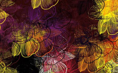 Koyu pembe, sarı vektör, çiçekli zarif duvar kağıdı. Çiçeklerle süslenmiş soyut çizimler. Tasarımınız için yeni şablon.