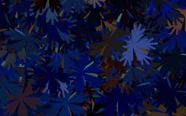 Koyu mavi, sarı vektör soyut desenli çiçekler. Origami tarzında çiçeklerin karalama çizimi. Web sitesi yöneticileri ve tasarımları için desen.