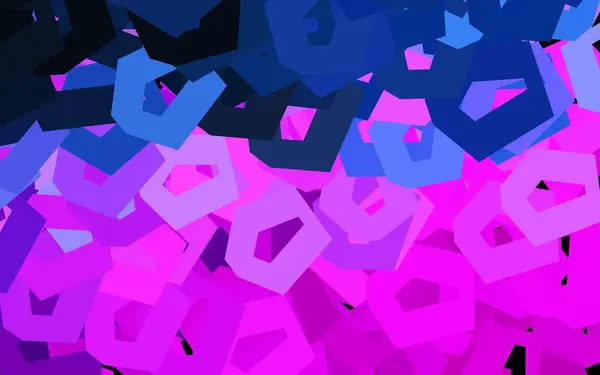 Темно Розовый Синий Векторный Фон Множеством Шестиугольников Иллюстрация Набором Красочных — стоковый вектор