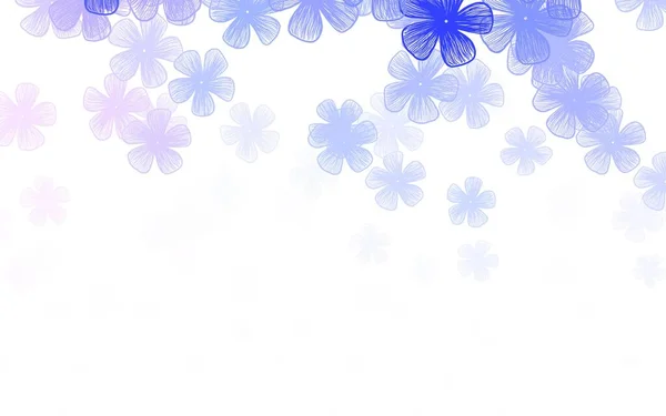Hellrosa Blauer Vektor Doodle Hintergrund Mit Blumen Brandneue Farbige Illustration — Stockvektor