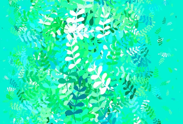 Hellgrüner Vektor Doodle Hintergrund Mit Blättern Blätter Auf Verschwommenem Abstrakten — Stockvektor