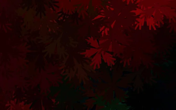 Verde Oscuro Patrón Abstracto Vector Rojo Con Flores Ilustración Colorida — Vector de stock
