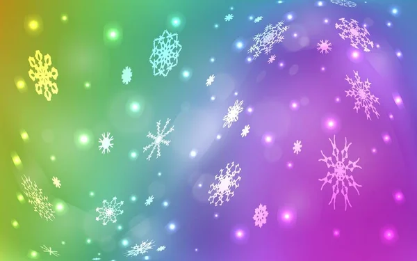 Textura Vectorial Multicolor Claro Con Copos Nieve Colores Diseño Decorativo — Vector de stock