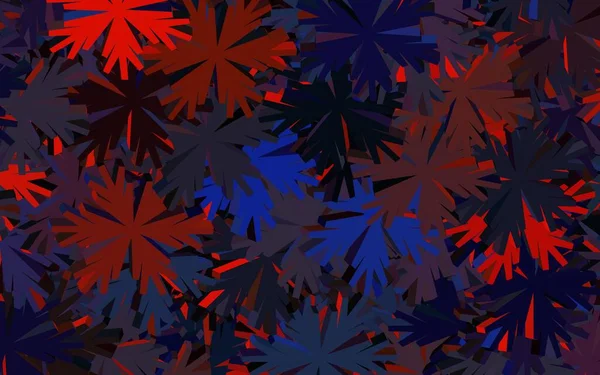 Темно Синяя Красная Векторная Раскладка Цветами Иллюстрация Красочными Абстрактными Цветками — стоковый вектор