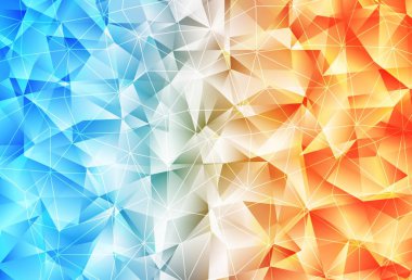 Açık mavi, kristalli sarı vektör şablonu, üçgenler. Renkli üçgenlerin olduğu bir resim. İşiniz için en iyi akıllı tasarım.