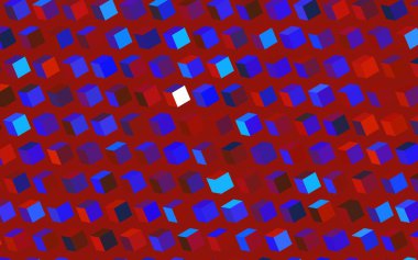 Koyu mavi, kare şeklinde sarı vektör deseni. Soyut arkaplanda dikdörtgenler ve renkli gradyanlar. Reklamlar için desen.