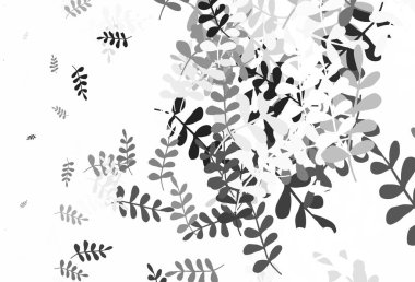 Açık gri vektörlü doğal arka plan yapraklı. Yapraklarla bulanık şekilli yaratıcı illüstrasyon. Çocuk kitapları için renkli desen.