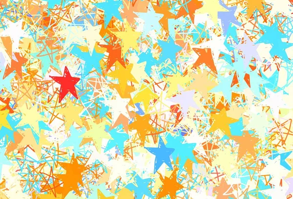 Hellblauer Gelber Vektorhintergrund Mit Farbigen Sternen Sterne Auf Verschwommenem Abstrakten — Stockvektor