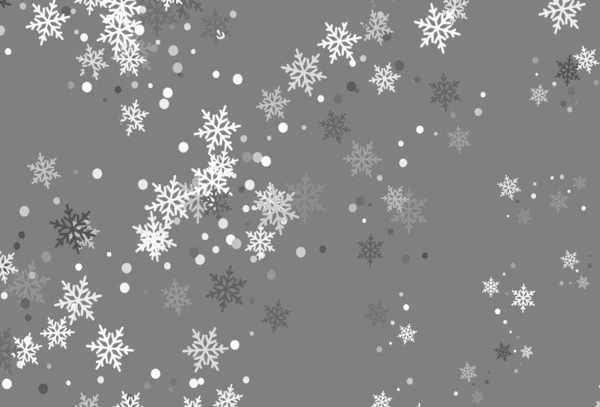 Hellgraues Vektorlayout Mit Hellen Schneeflocken Leuchtend Bunte Illustration Mit Schnee — Stockvektor