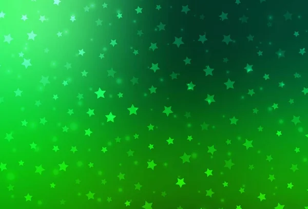 Темно Зеленый Векторный Фон Красивыми Снежинками Звездами Градиентная Красочная Иллюстрация — стоковый вектор