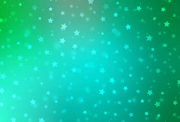 Diseño Vectorial Verde Claro Con Copos Nieve Brillantes Estrellas Ilustración — Vector de stock