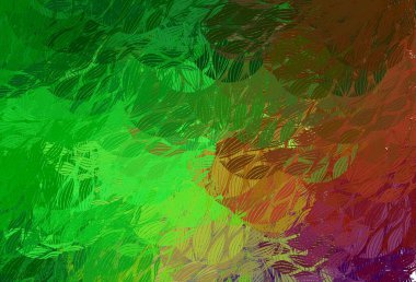 Açık yeşil, Memphis şekilli kırmızı vektör arkaplan. Rastgele şekillerle soyut tarzda dekoratif tasarım. Duvar kağıtları için zarif tasarım.