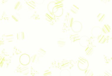 Açık yeşil, kırmızı vektör düzeni, daireler, çizgiler. Çemberler ve üçgenlerle soyut gradyan çizimi. Reklamlarınız için akıllı tasarım.