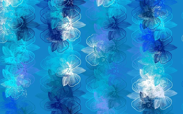 Luz Azul Vetor Fundo Natural Com Flores Design Decorativo Flores — Vetor de Stock