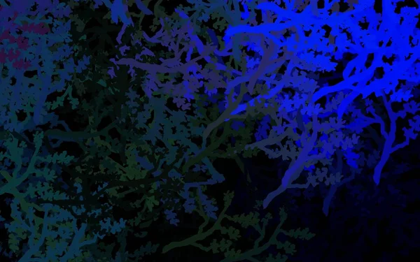 Темно Синий Векторный Узор Деревьями Ветвями Дудл Иллюстрация Деревьями Стиле — стоковый вектор