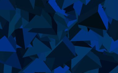 Koyu mavi vektör arkaplanı çizgiler, üçgenler. Renkli üçgenlerin olduğu bir resim. Web siteniz için basit tasarım.