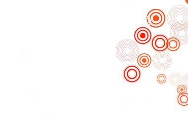 Disklerle açık turuncu vektör dokusu. Soyut arka planda bulanık kabarcıklar ve renkli gradyan. Fütürist reklamlar ve kitapçıklar için şablon.